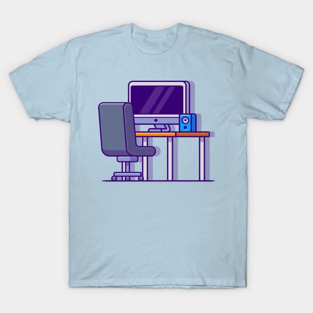 Workspace Cartoon Illustration T-Shirt by Catalyst Labs